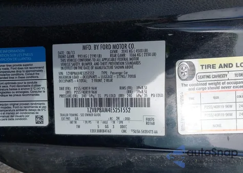 2014 Ford Mustang V6 из США, поврежденный, VIN 1ZVBP8AM4E5251552